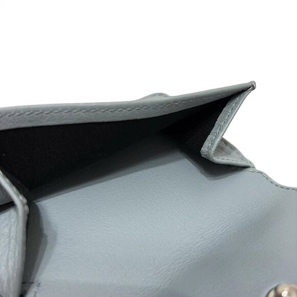 BALENCIAGA Papier Mini Wallet Light Blue Leather - Trifold Wallet 189-072425 - Picture 4 of 5